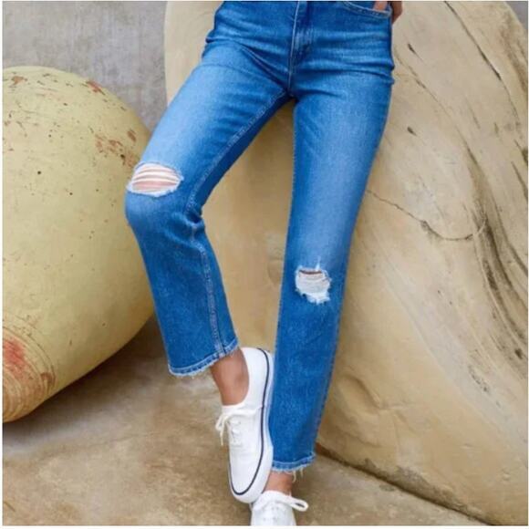 AYR Yes Yes Yes Straight Leg Distressed Medium Wash Jeans Size 29 - Picture 1 of 10
